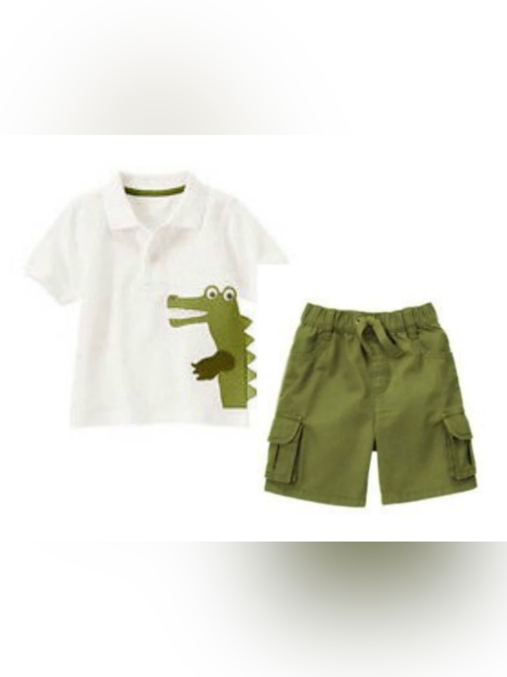 NWT Gymboree Outback Adventure Alligator Applique Polo & Olive Cargo Shorts